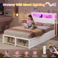thumbnail image 7 of Afuhokles Twin Bed Frame with 6 Storage Drawers and 2-Tier LED Headboard, Power Outlets, White, 7 of 7
