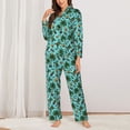 thumbnail image 2 of KLL Pineapple Sea Turtle Print Women's Long Sleeve Pajamas with Pants Sleepwear Loungewear 2 Set-Large, 2 of 7