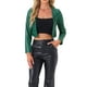 thumbnail image 1 of Chaqueta de cuero PU Faux INSPIRE CHIC para mujer, abrigo corto de manga larga, abierto, talla XL, verde, 1 of 5