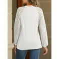 thumbnail image 4 of SMZ Womens Long Sleeve Shirts Lace Tops Business Casual Fall Fashion Outfits Clothes 2024 Knitted Y2k Blouses, 4 of 6