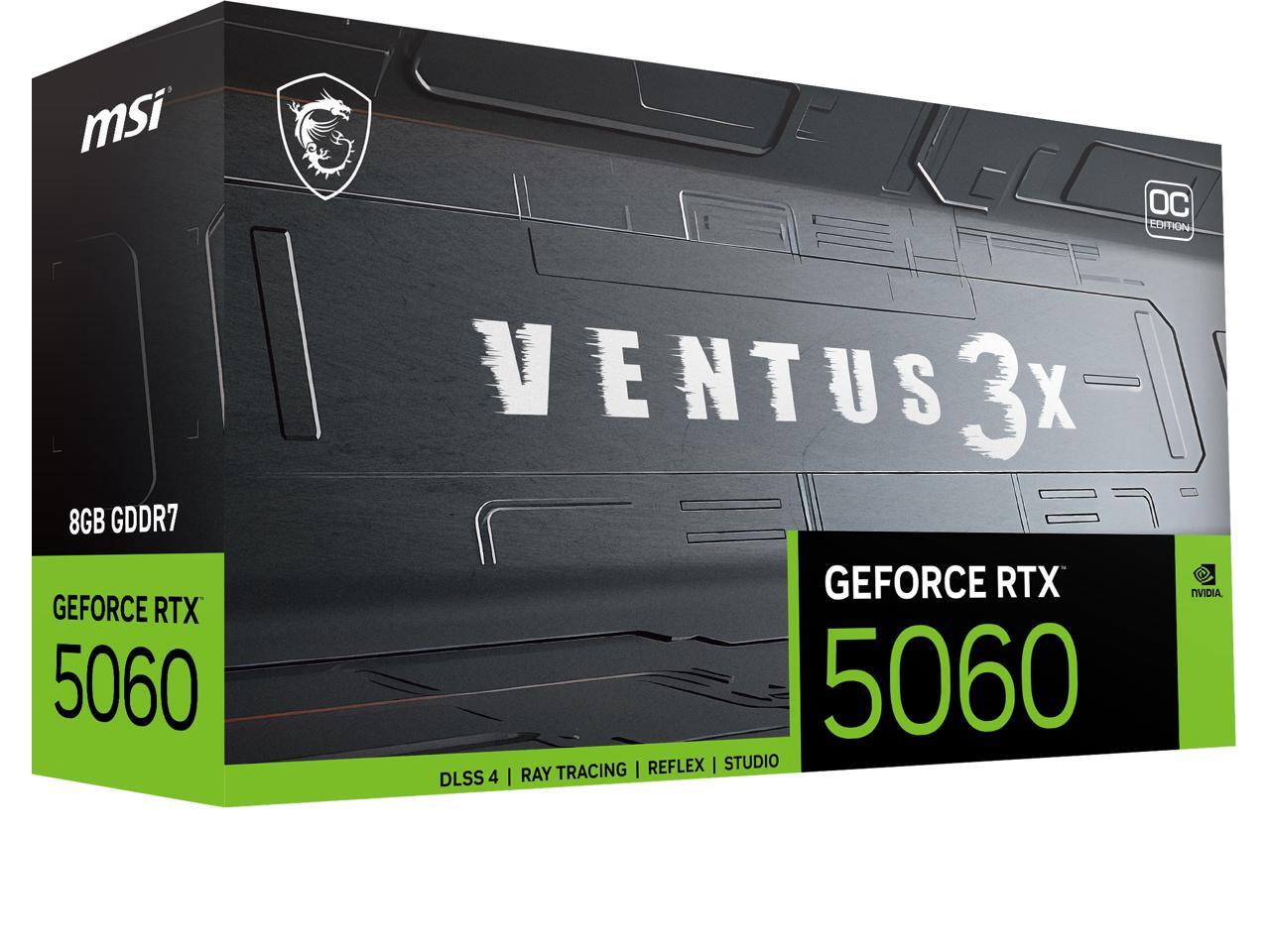 MSI, Graphics Card, RTX 5060 8G VENTUS 3X OC, PCIe 5.0 x16