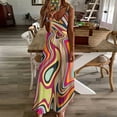 thumbnail image 3 of 70s Retro Abstract Liquid Swirl Pattern Sleeveless Dress Long dress Casual dresses, 3 of 4
