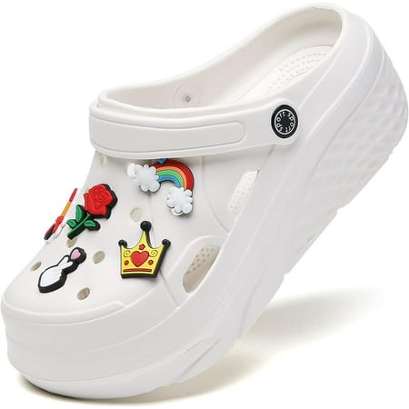 Gardener Platform Clogs Slippers Mules High Heels Wedge Sandals Red Comfort Shoes for Women