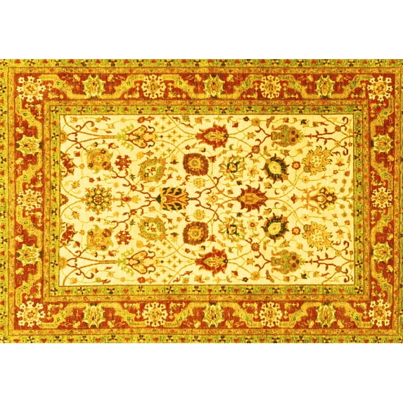 Ahgly Company Indoor Rectangle Oriental Yellow Traditional Area Rugs, 2' x 4'