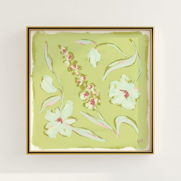 Green & Pink Floralmodernouthern Botanical Print, Grandmillennial, Elegant Preppy Chinoiserie Decor Wall Art, Modern Wall Decor, 16x16 UNFRAMED