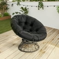 thumbnail image 3 of Naomi Home Barcelona Oversized Swivel Lounge Chair with Tufted Cushion, 360° Swivel, PE Rattan & Steel Frame, Indoor/Outdoor, Black, 3 of 18