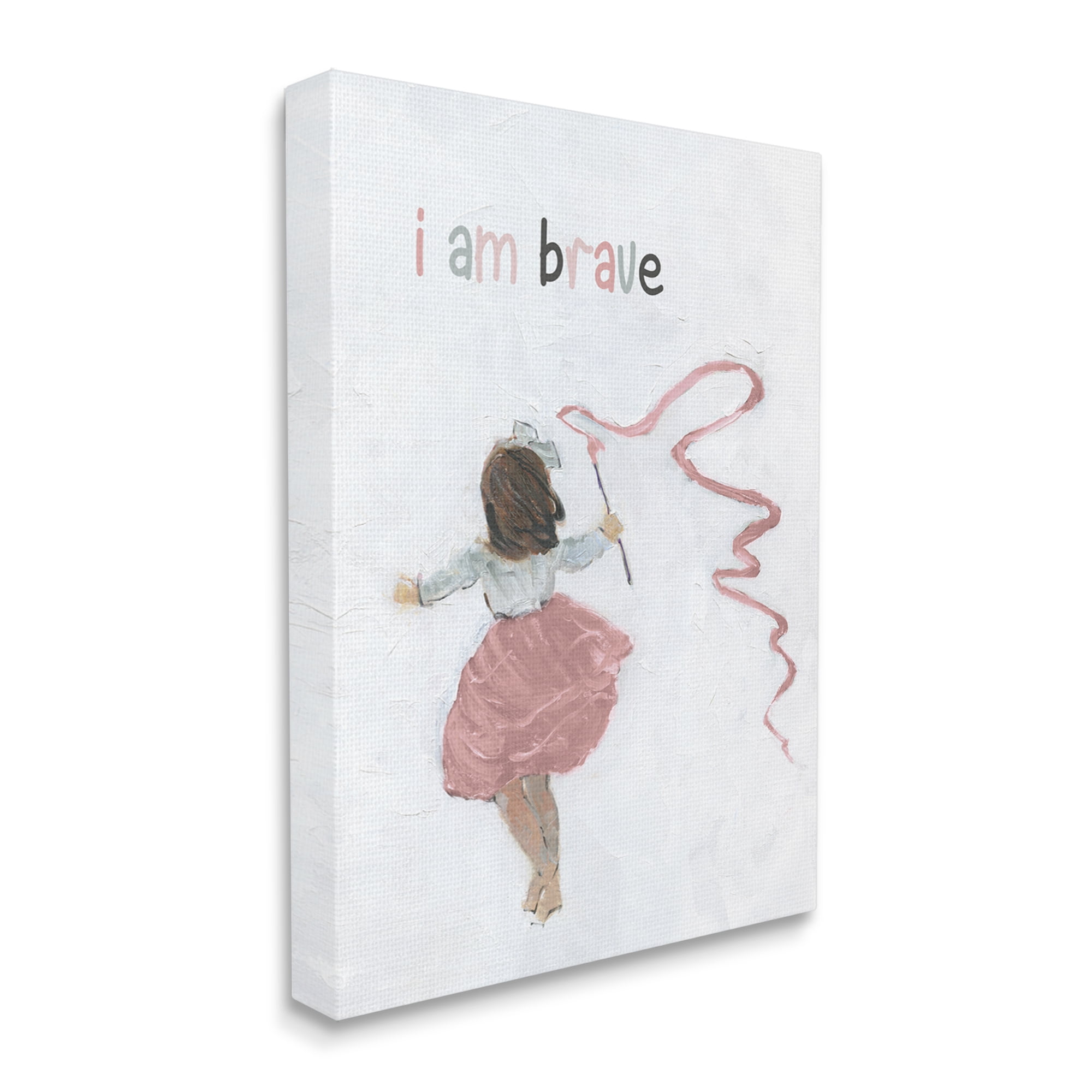 Stupell Industries I Am Brave Uplifting Child Running Playing Painting Graphic Art Gallery Wrapped Canvas Print Wall Art, Design by Sally Swatland