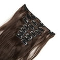 thumbnail image 3 of SHCKE 8Pcs Clip in Wavy Hair Extensions 24 Inch Synthetic Hair Extensions Medium Brown Double Weft Hair Extensions Hairpiece for Women, 3 of 6