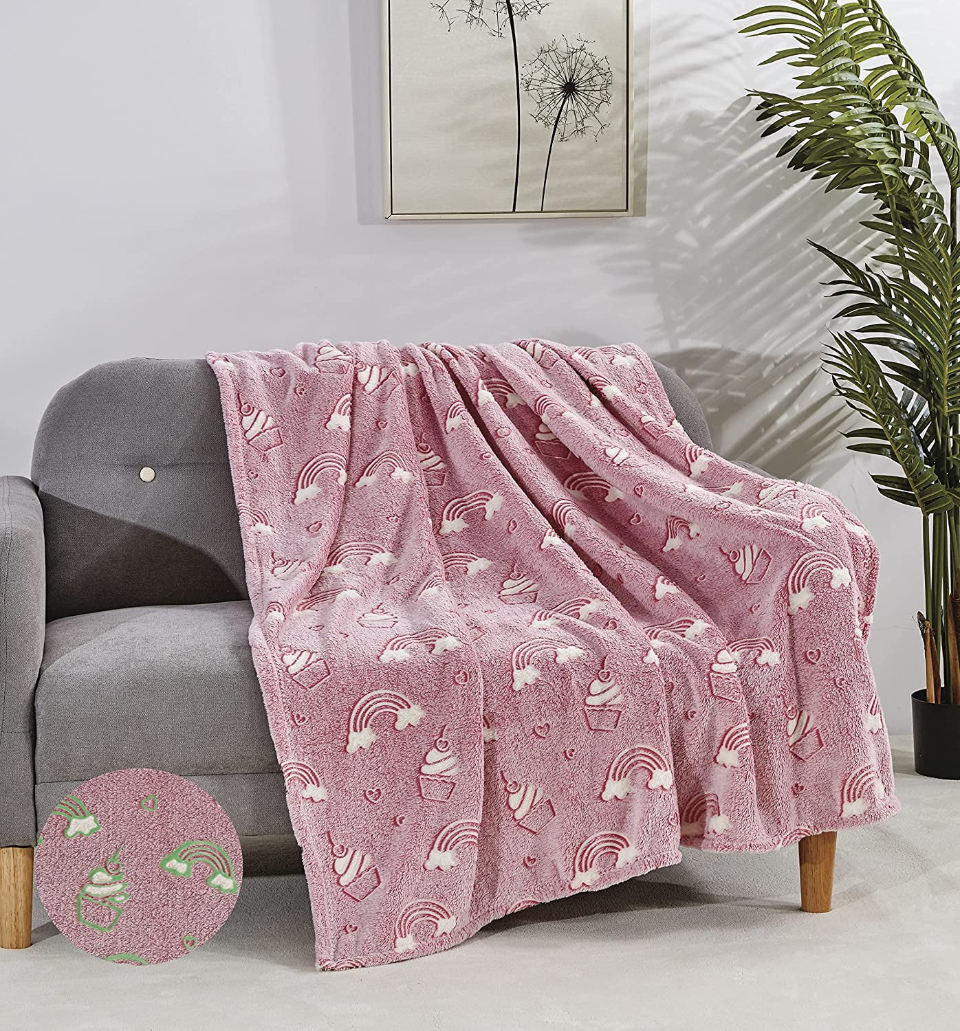 "Manta de lanzamiento impresa que brilla en la oscuridad suave decoración de felpa difusa para niños adolescentes 50""x60""" - Imagen 19 de 24