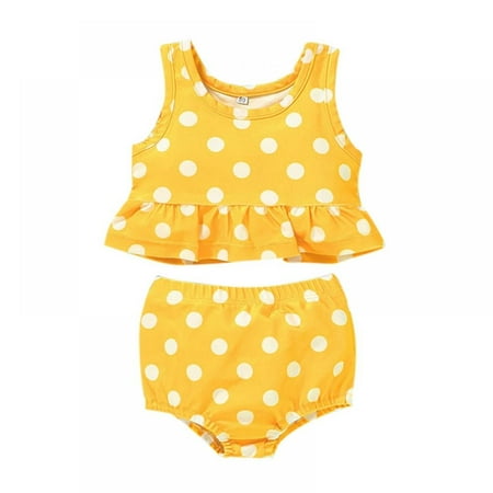 

Gyratedream Girls Summer Ruffle 2 Piece Swimsuits Bikini Sets Cute Print Swimwear