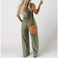 thumbnail image 4 of ABATAB Summer Jumpsuits for Women Square Neck One Piece Trendy Outfits Sleeveless Wide Leg Long Pants Party Clubwear Rompers, 4 of 4