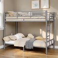 thumbnail image 3 of GZXS Twin Over Twin Size Bunk Bed, Heavy Duty Metal Frame with Built-in Ladder and Full-Length Guardrail, Easy Assembly, Gray, 3 of 10