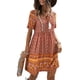 thumbnail image 2 of VISgogo Vestido bohemio para mujer, estampado de flores, manga corta, cuello en V, ajuste holgado, vestido de vacaciones, S/M/L/XL VISgogo  moda, 2 of 7