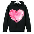 thumbnail image 6 of yoeyez Boys Girls Heart Print Hoodies Toddle Kids Valentine's Day Sweatshirts Hooded Long Sleeve Pullover Tops Casual Holiday Outfit Black,7 Years, 6 of 7