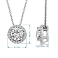 thumbnail image 2 of Jewelili Sterling Silver Checkerboard Round Gemstone and Created White Sapphire Pendant Necklace, 18" Rolo Chain (Created White Sapphire), 2 of 12