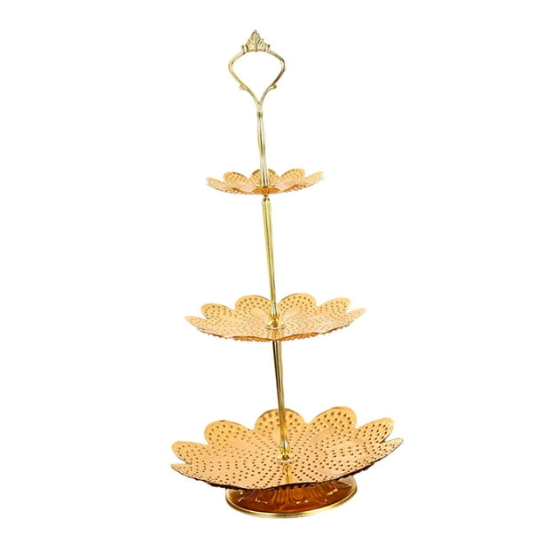 Soporte de mostrador para postres y pasteles, elegante frutero, bandeja para galletas, bandeja de servir 3 niveles