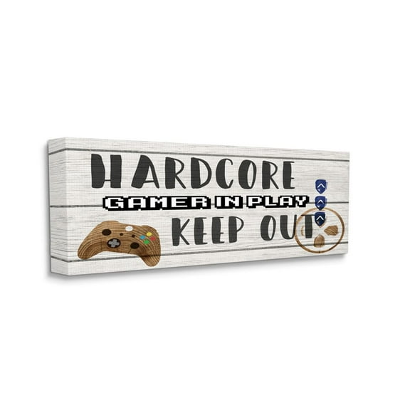 Stupell Industries Gamer in Play Video Game Phrase Kid's Playroom Sign Inspirational Painting Gallery Wrapped Canvas Art Print Wall Art, 13 x 30