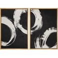 thumbnail image 2 of IDEA4WALL Framed Canvas Print Wall Art Set of 2 Black & White Paint Stroke Circle Rings Abstract Modern Art Decorative Contemporary Artwork for Bedroom, Office, Hotel - 16"x24"x2 Panels Natural, 2 of 5