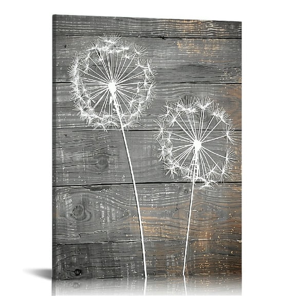 Acheng Dandelion Canvas Wall Art White and Grey Decor Modern Bedroom Bathroom Decorations 12x16 in