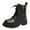 Black, variant on Women's Platform Snow Combat Boots with Plush Lined Fashion Casual Leather Chunky Heeled Winter Ankle Booties Black Size 6.5