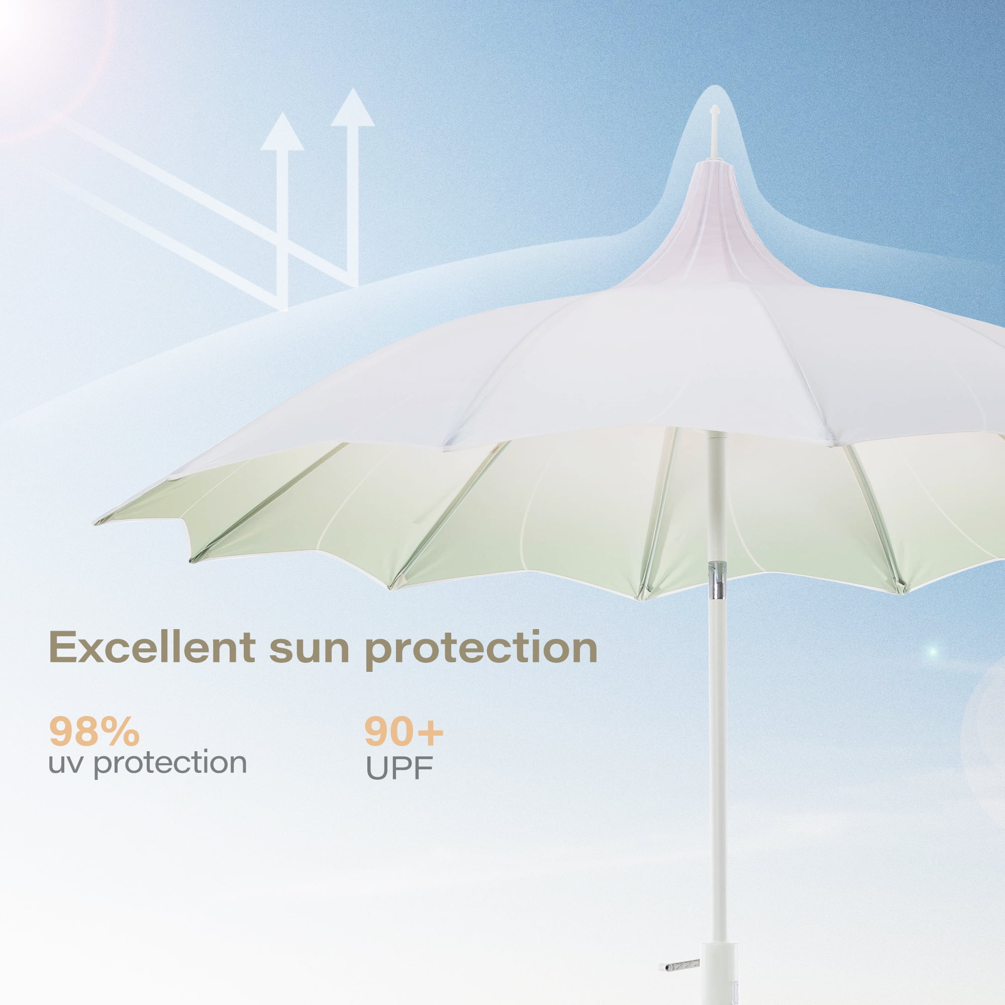 LAUSAINT HOME 9FT Outdoor Patio Umbrella with LED Light & Crank Handle, Gradient Green