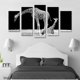 thumbnail image 3 of Cuadro decorativo para Sala, Comedor y Recamara, Jirafas Pareja, Blancoy Negro, Animales, minimalista, moderno, elegante, juego de 5 piezas, 3 of 5
