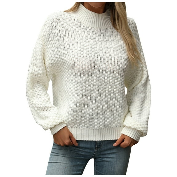 Ugly Christmas Sweaters For Women Solid Color Turtleneck Knitted Sweater Stylish Daily Wear Long Sleeve Pullover