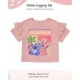 thumbnail image 2 of Disney Lilo & Stitch Outfits for Girls Short Ruffle Sleeve Shirt & Stretch Flare Leggings for Toddler (Peach, 2T), 2 of 5