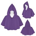 thumbnail image 2 of PXLKNZH Men's and Women Halloween Costume Shawl Cloak Solid Color Short Hooded Poncho Coat Beach Outfit Sun Protection Shrug Cape Winter Hooded Outerwear Purple,Free Size, 2 of 6