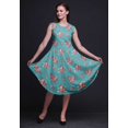 thumbnail image 3 of Bimba Robe d'Été Sans Manches à Col Rond pour Femmes, Imprimée de Feuilles Bleues et de Bégonias, Tenue Décontractée - XX-Grand, 3 of 6