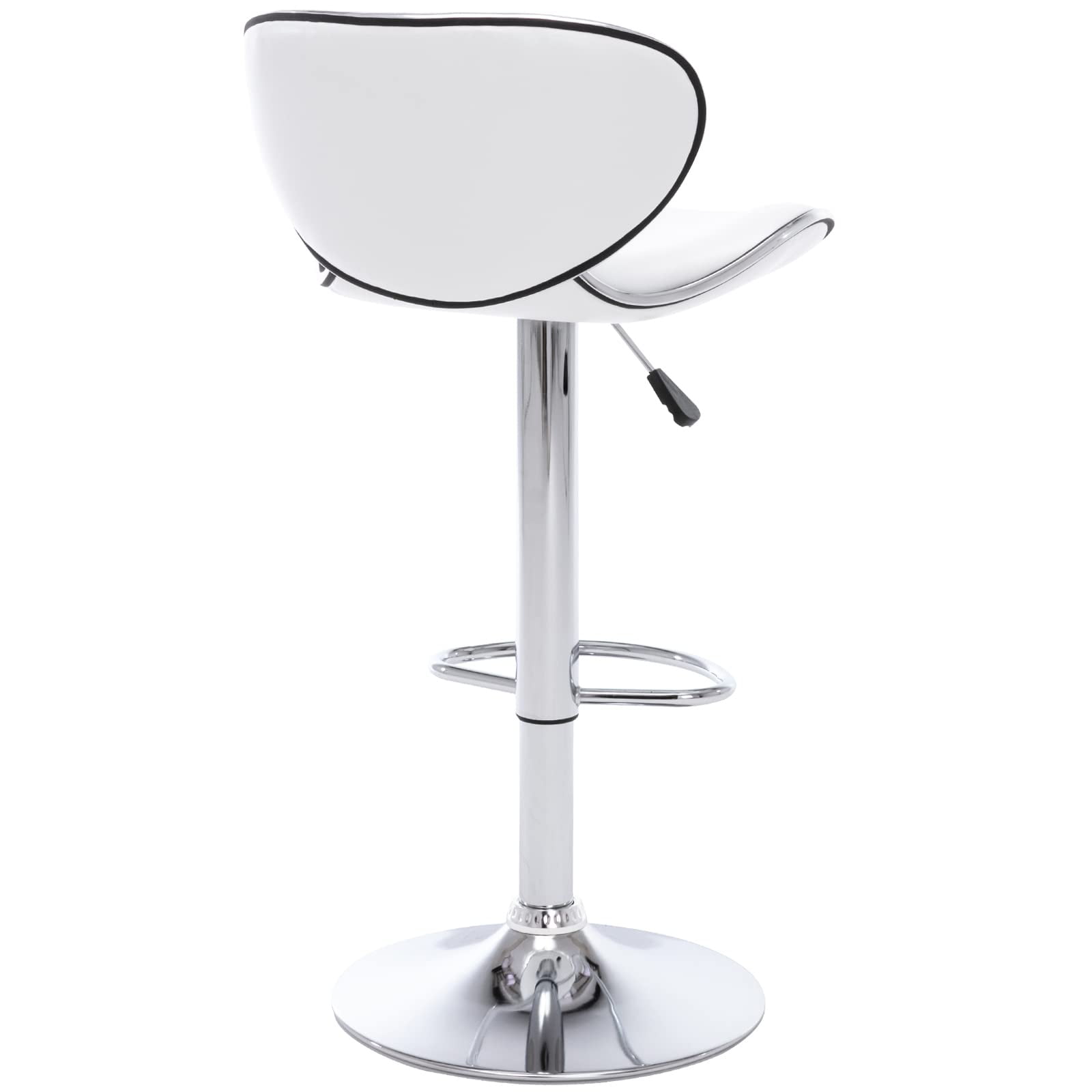 Bar Stools Set of 2, PU Leather Adjustable Swivel Bar Chairs for Kitchen Counter Island, Modern Armless Shell-Shaped Counter Height Stools for Dining Room Café Pub (White)