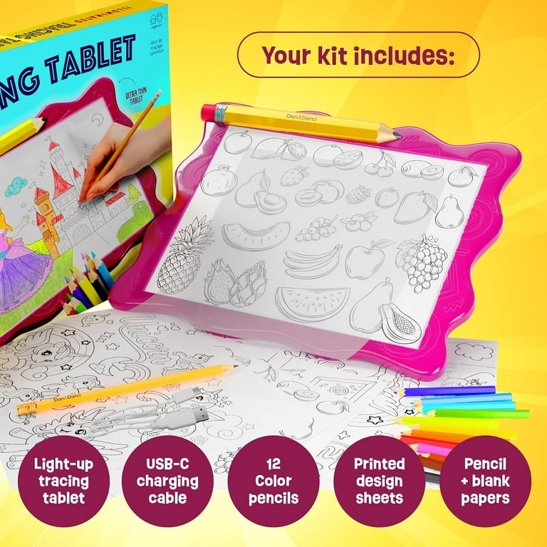 Dan&Darci Light Up Tracing Pad for Kids - Arts & Crafts Art Drawing Tracer Board for Girls & Boys Ages 6-12 - Birthday Toys Gift Ideas for Girl or Boy 6+ Year Old Toy