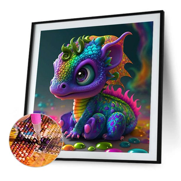 Cuadros Decorativos 5D bricolaje ronda completa taladro diamante pintura pterosaurio Kit decoración del hogar (A2769) Wdftyju de costura negro 4 estilos