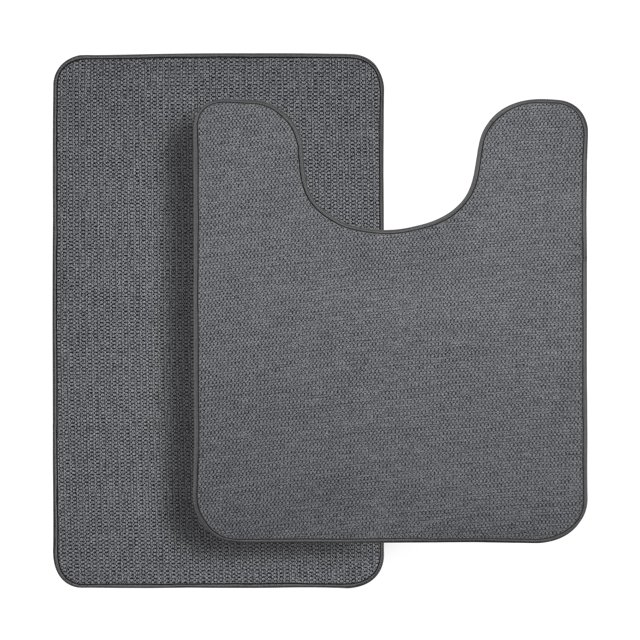 Alfombra de baño Bosap, juego de 2 alfombras de baño, color gris oscuro