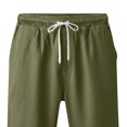 thumbnail image 5 of Mens Casual Soft Linen Long Shorts Knee Length Sport Running Lounge Work Shorts Capri Pant Summer Beach Casual Drawstring Shorts with Pockets Army Green M, 5 of 6