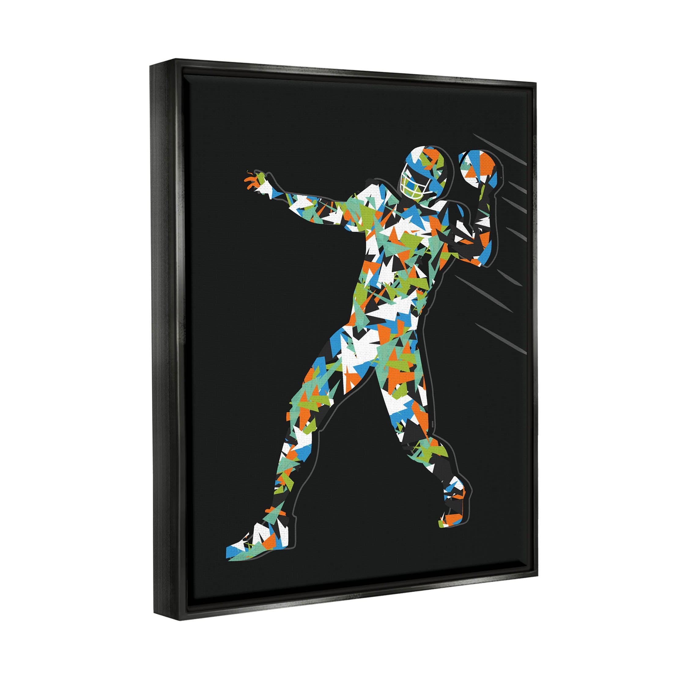 Stupell Industries Abstract Throwing Football Pose Graphic Art Jet Black Floating Framed Canvas Print Wall Art, Design by Arrolynn Weiderhold