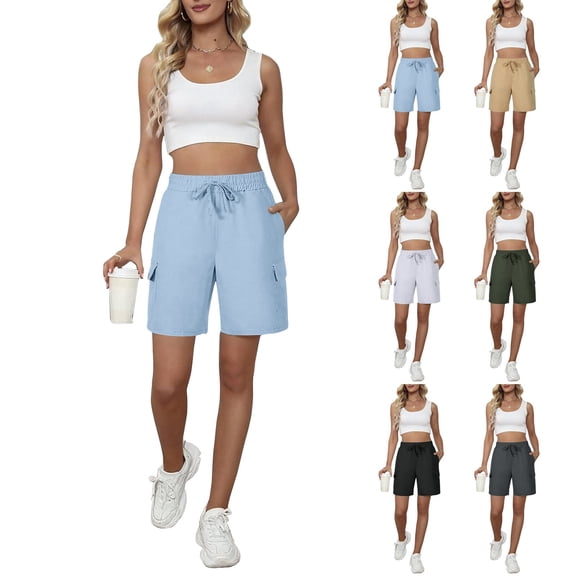 Women's Hiking Cargo Shorts Lightweight Quick Dry Summer Casual Athletic Shorts Camping Travel Pockets by Yigetop Blackish Green L