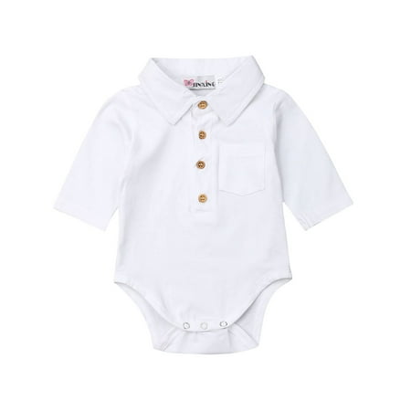 

Tregren Newborn Baby Boys Girls Outfits Cotton Romper Kids One Piece Bodysuit Pocket Shirt