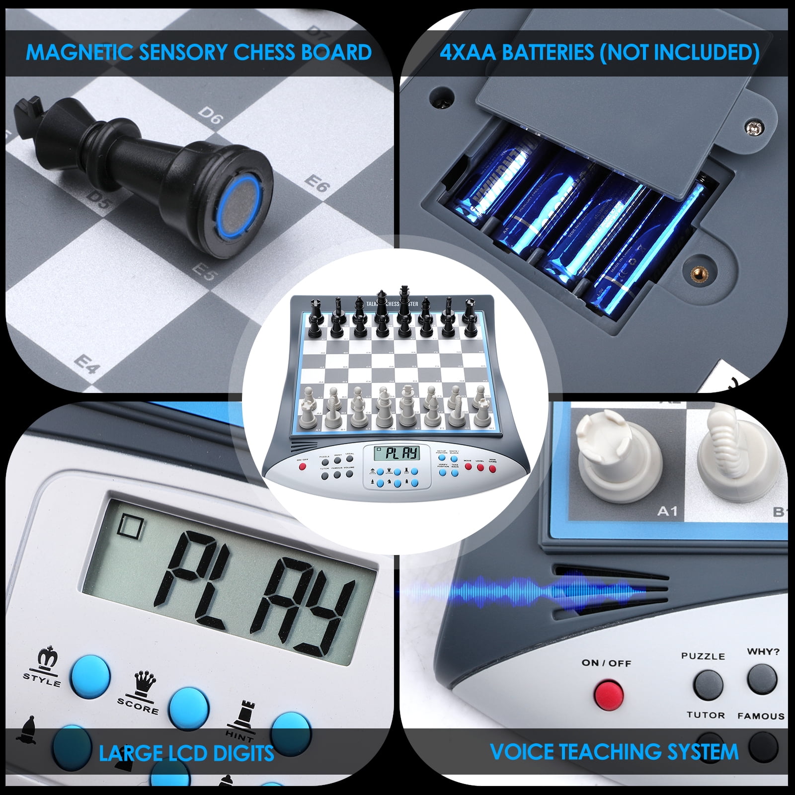LEVEROAM LC180 Electronic Chess Set with Voice Teaching System, Magnetic Computer Chess Game, Great Partner for Beginners & Improving Players, Electronic Chess Board Grows Your Chess Skills