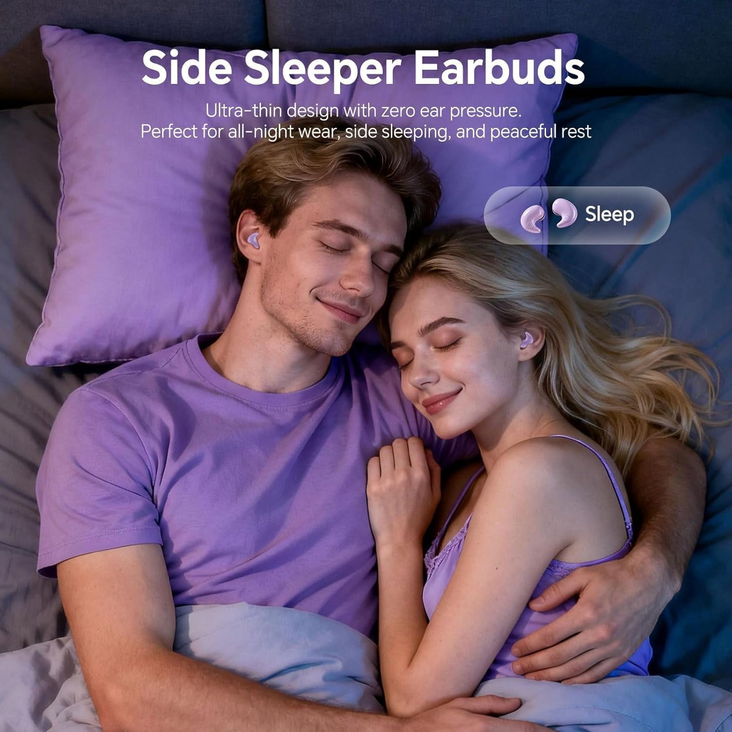 Flat Sleep Mini Invisible Earbuds Wireless Bluetooth, Side Sleepers Flat Sleeping Small Tiny Micro Ear Buds Small Ears Low Profile Smallest Discreet Hidden Earbuds Headphones for Work 2-Pack