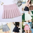 thumbnail image 4 of BUYISI High Waist Solid Pleated Mini A-line Skirt Girl Summer Preppy Style Fashion Cute C L, 4 of 9