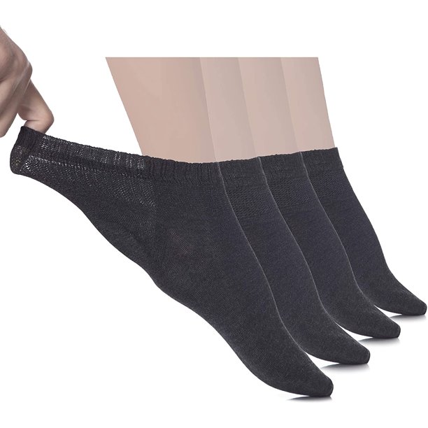 4 pares de calcetines tobilleros ligeros para diabéticos para mujer, calcetines finos de bambú, puntera sin costuras y parte superior sin ataduras Adepaton WMCH-142