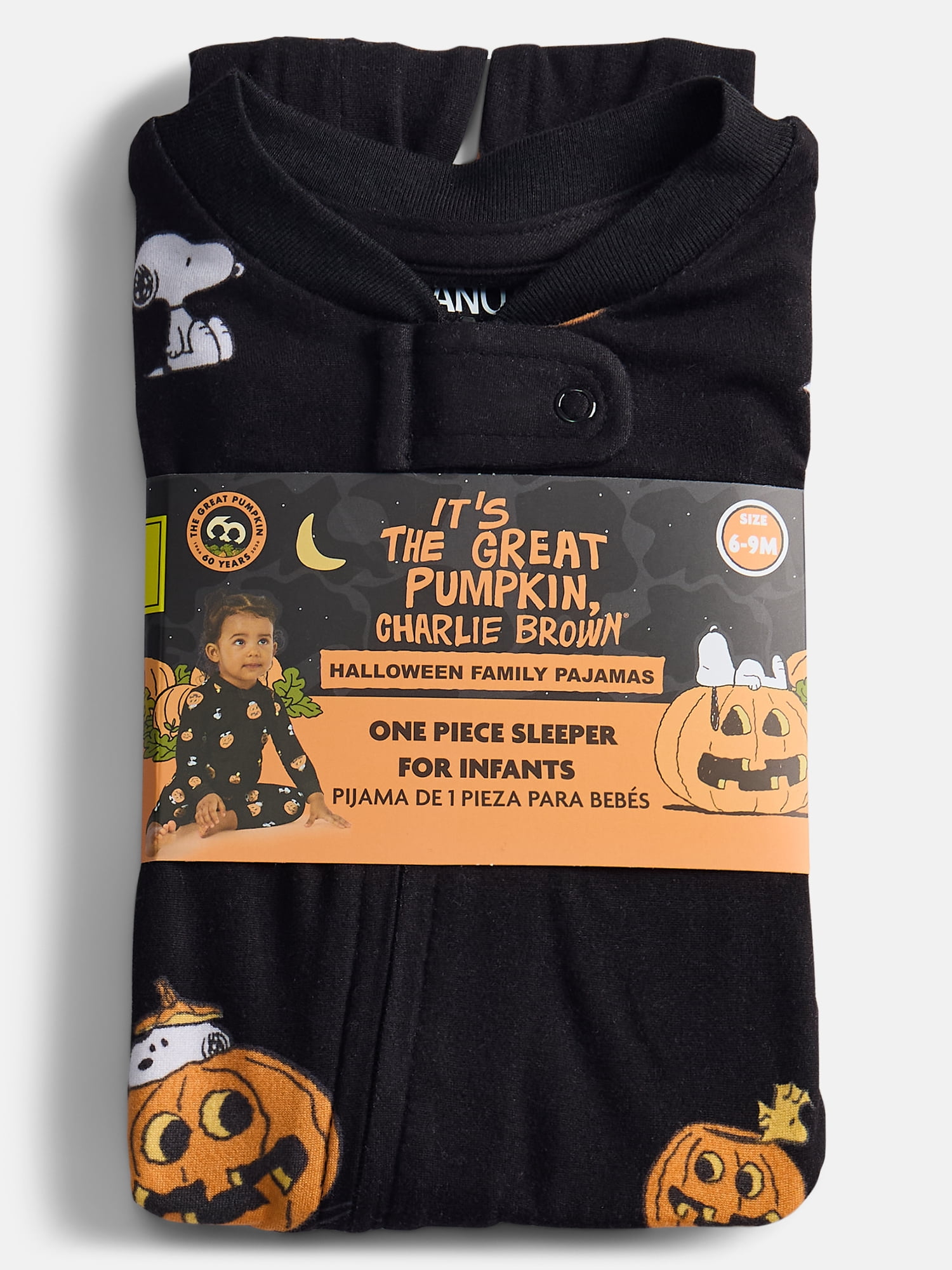 Peanuts Halloween Unisex Infant Snoopy Matching Family One-Piece Pajama Set, Sizes 6M to 18M