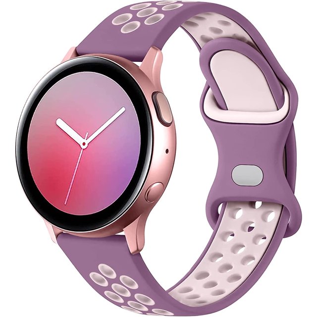 Bandas compatibles con Samsung Galaxy Active 2 Band 40 mm 44 mm, correa de silicona transpirable de 20 mm para Galaxy Watch 3 41 mm/galaxy Watch 42 mm/gear S2 Classic