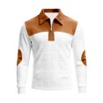 thumbnail image 4 of BRGZLK Long Sleeve Polo Shirts for Men Trendy Color Blocking Zipper Turn Down Collar Casual Cozy Sports Tops for Daily Wear White L, 4 of 5