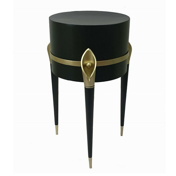 Modern Planter Stand Table - 22 Inch Indoor Plant Display with Iron Legs & Brass Accents