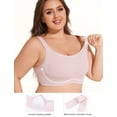 thumbnail image 3 of YANDW Wireless Comfort Everyday Bra Seamless Full Coverage Wirefree Sleep Bras for Women, Pink L, 3 of 10