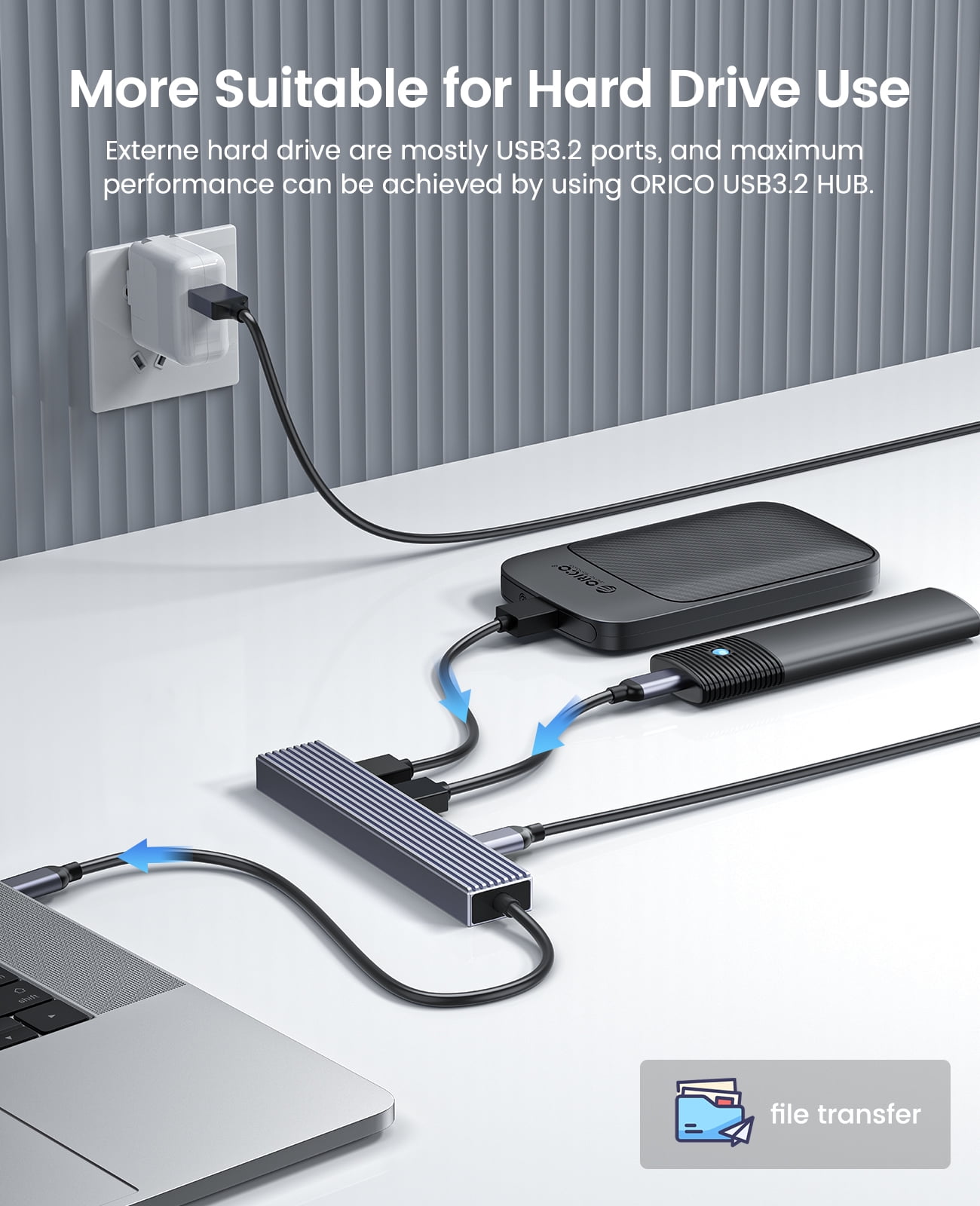 ORICO 4 in 1 HUB C Hub USB-C Adapter with 3 USB3.2 Gen2 10Gbps Type-C+1 100W PD Ultra-Slim usb splitter for laptop for MacBook, Mac Pro, Mac mini, iMac, Surface Pro, XPS, PC, Flash Drive, Mobile HDD