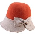 thumbnail image 3 of CoCopeaunts Women Bucket Hat Elegant Bow Decorated Wool Tweed Two-Colors Splicing Fisherman Hat Autumn Winter Warm Hundred Take, 3 of 8