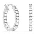 thumbnail image 3 of Charmsy CZ Hoop Earrings 925 Sterling Silver Post Lightweight Cubic Zirconia Click-Top Small Hoops Earring for Women Size 16mm, 3 of 5